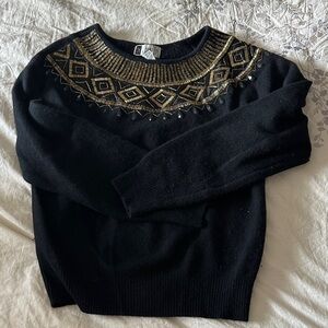 Black Embellished Crewneck Sweater - vintage